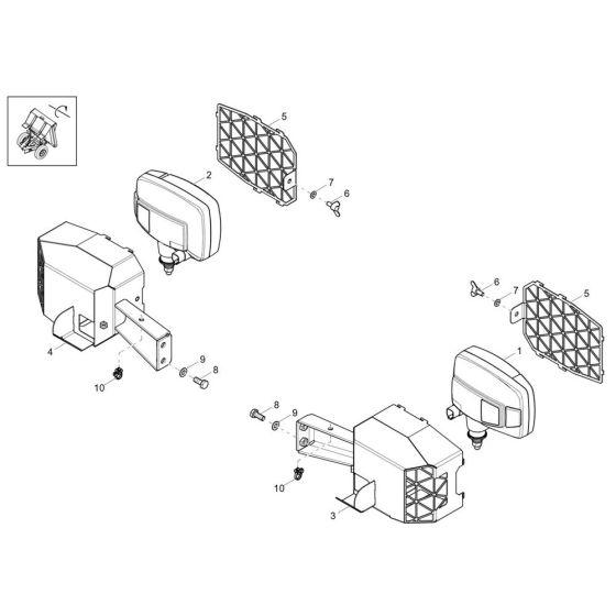 Headlight Assembly for Wacker DW60-3