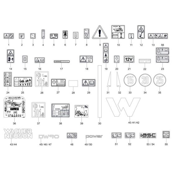 Decals for Wacker DW90-3