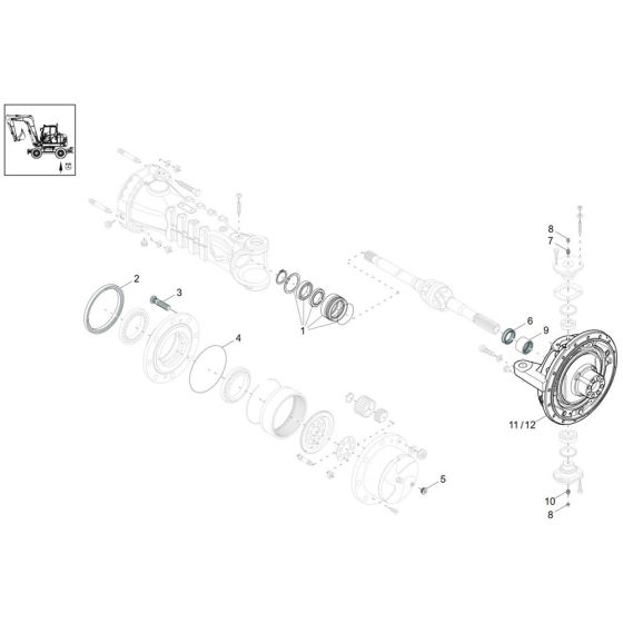 Axle Case & Wheel Hub Assembly