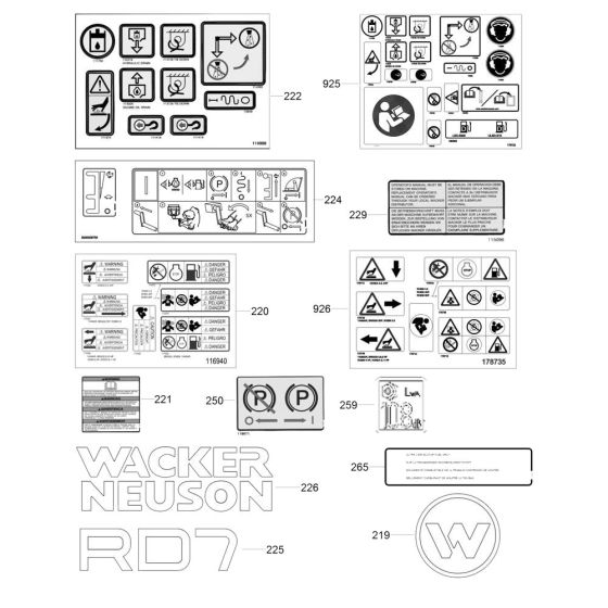 Decals for Wacker RD7 Roller