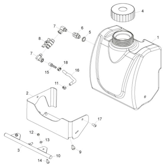 Water Bottle Assembly for Belle PCLX 13/33 Forward Plate Compactor