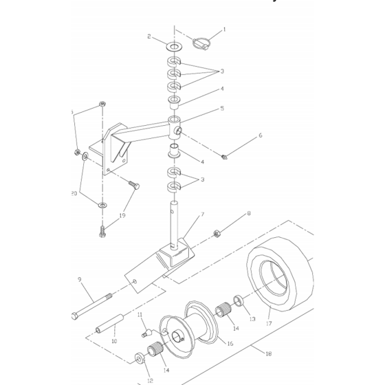 Front Caster Assembly for Husqvarna WG3213P Commercial Lawn Mower