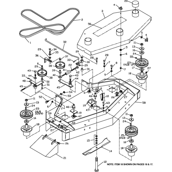 Cutting Deck 48" Assembly for Husqvarna WG3613E Commercial Lawn Mower