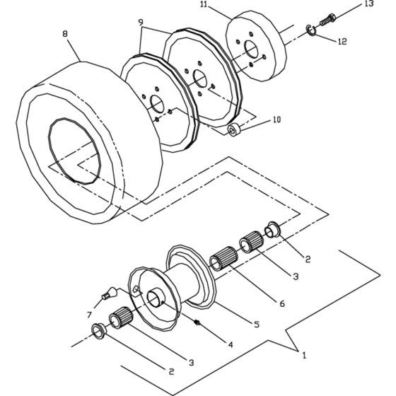 Traction Wheel Assembly for Husqvarna WG4815E Commercial Lawn Mower