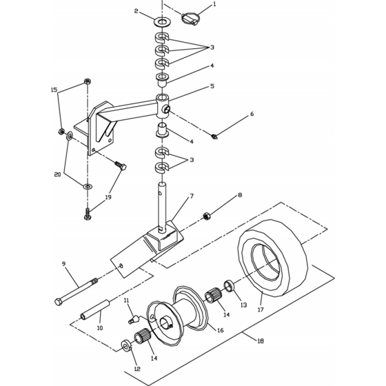 Caster Assembly for Husqvarna WG4815E Commercial Lawn Mower