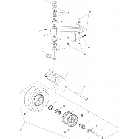 Casters Assembly for Husqvarna WG4815P Commercial Lawn Mower