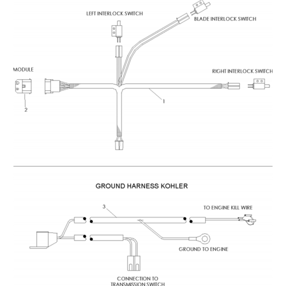 Wiring Harness Assembly for Husqvarna WG4815P Commercial Lawn Mower