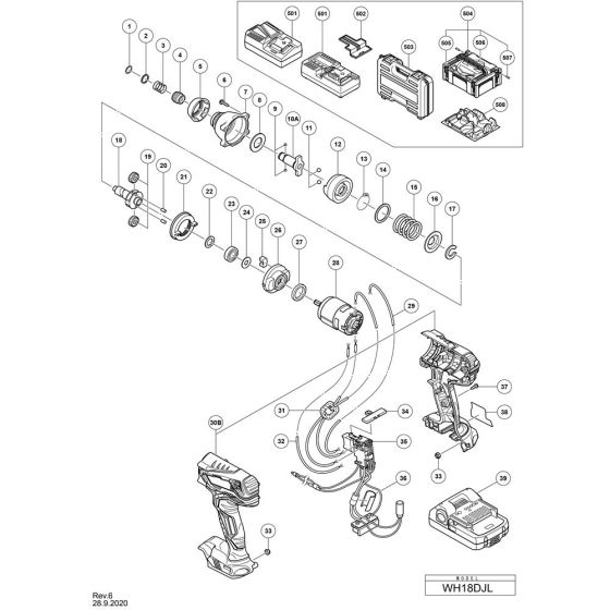 Main Assembly for Hikoki WH18DJL Cordless Impact Driver