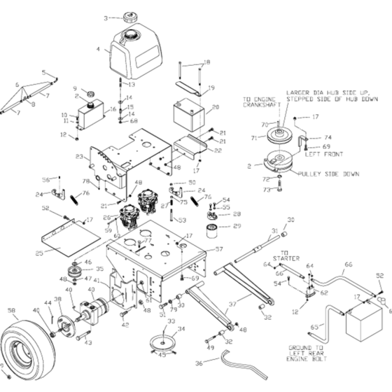 Hydraulic Frame Assembly for Husqvarna WHF4215ETS Commercial Lawn Mower