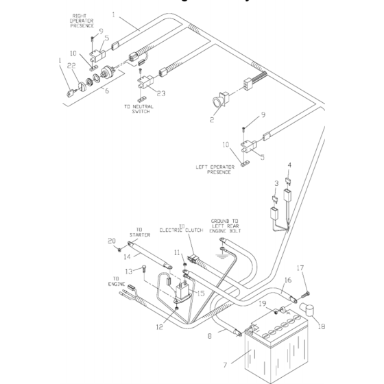 Wiring Assembly for Husqvarna WHF4818ETS Commercial Lawn Mower