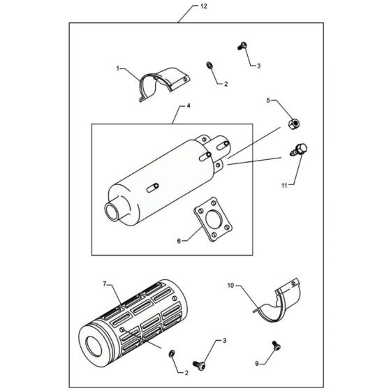 Muffler Assembly for Wacker Trowel