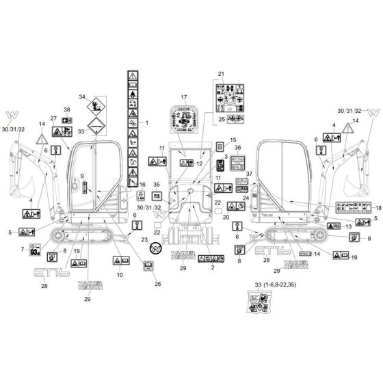 Wacker ET16 Excavator Decals