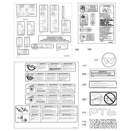 Decals for Wacker PT6LT Pump