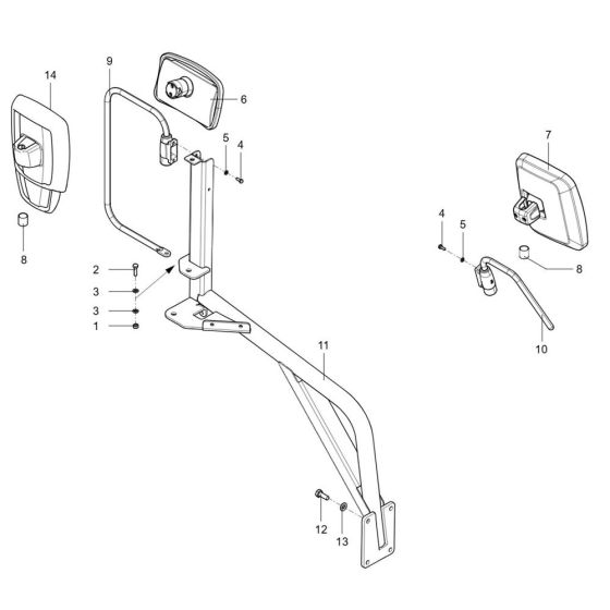 Rearview Mirror for Wacker TH627