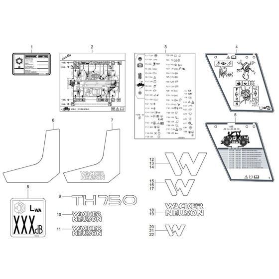 Wacker TH750 Decals