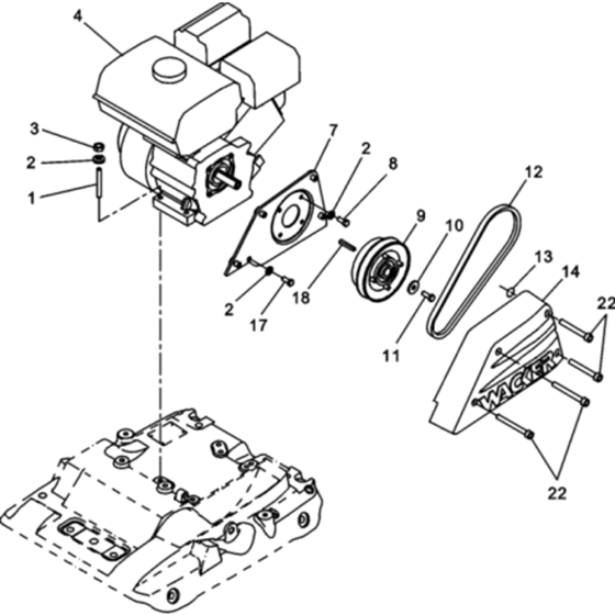 Drive Complete Ass'y for Wacker WP1540 - 5000009327 (Rev.100) Plate Compactors