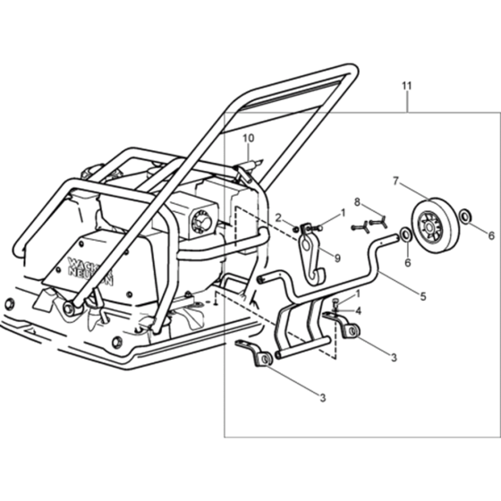 Wheel Kit Ass'y for Wacker WP1550 - 5000009325 (Rev.111) Plate Compactors