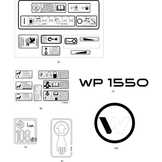 Labels Ass'y for Wacker WP1550 - 5000009325 (Rev.111) Plate Compactors