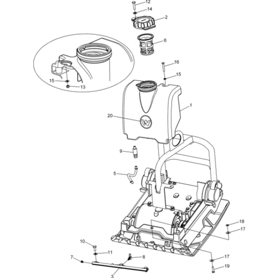 Water System Kit Ass'y for Wacker WP1550A-5000630019 (Rev.100) Plate Compactor