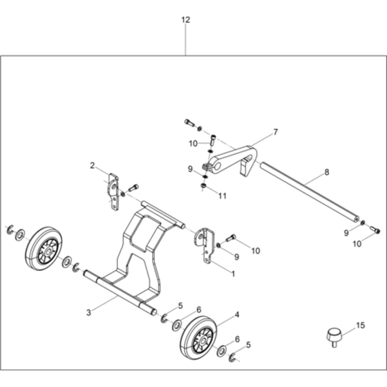 Trolley Ass'y for Wacker WP1550A-5100018323 (Honda) Rev.101 Plate Compactor