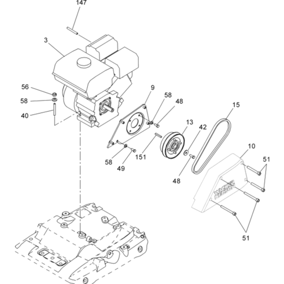 Beltguard / Clutch Ass'y for Wacker WP1550A-5000630044 (Rev.100) Plate Compactor