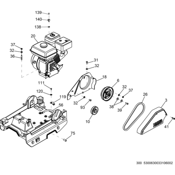 Beltguard/Clutch Assembly for Wacker WPU1550AW 5000630034 (Petrol) Rev. 114 Reversible Plate Compactors