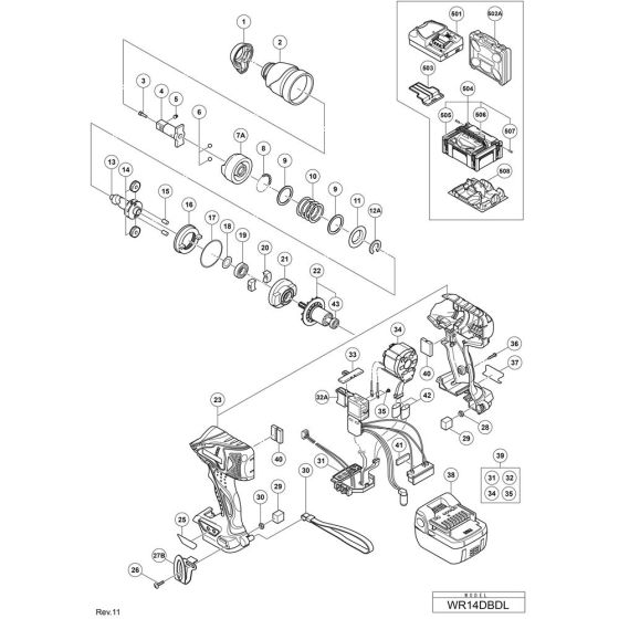 Main Assembly for Hikoki WR14DBDL Cordless Impact Wrench