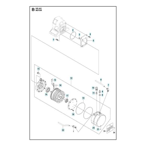 Motor Assembly for Husqvarna WS 442 HF