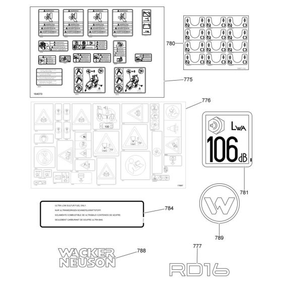 Decals for Wacker RD16 Roller