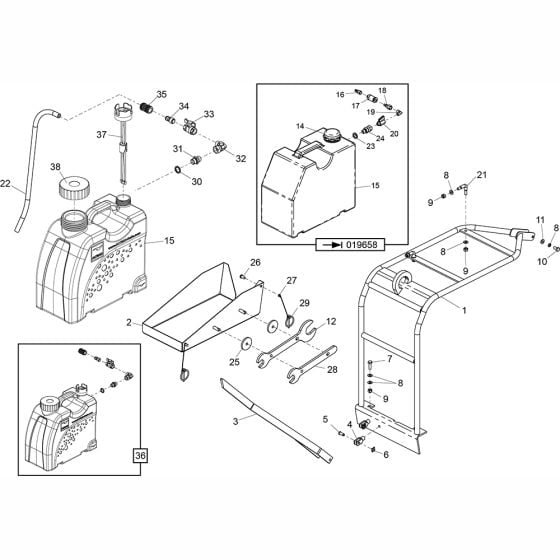 Water Bottle Kit Assembly for Altrad Belle CompactX Floor Saw