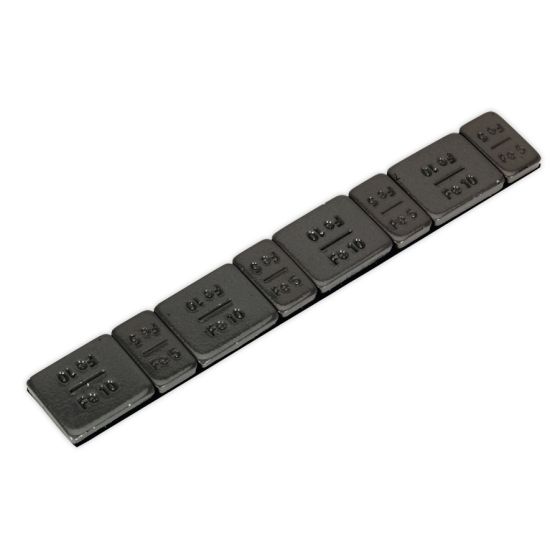 Wheel Weight 5 & 10g Adhesive Zinc Plated Steel Black Strip of 8 (4 x Each Weight) Pack of 50 Sealey Part No. WWSA510B