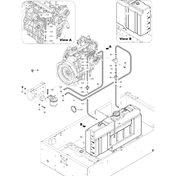 Fuel System Assembly for Atlas Copco XAHS 38 Kd Compressors (from s/n APP439651 onwards)