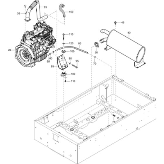 Engine and Accessories Assembly for Atlas Copco XAS 68 Kd Compressors (from s/n APP438796 onwards)