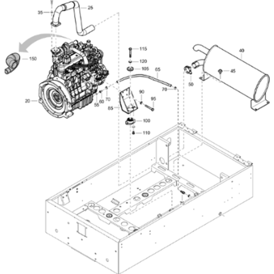 Engine and Accessories-2 Assembly for Atlas Copco XAS 88 Kd Compressors (from s/n APP441794 onwards)