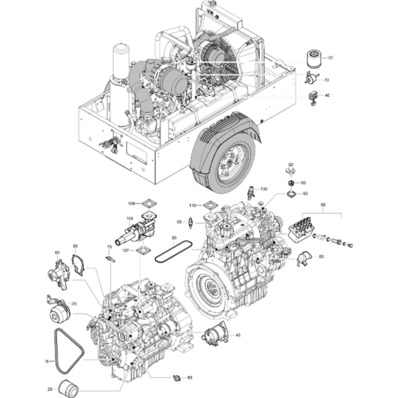 Engine Service Parts Assembly for Atlas Copco XAS 88 Kd Compressors (from s/n APP441794 onwards)