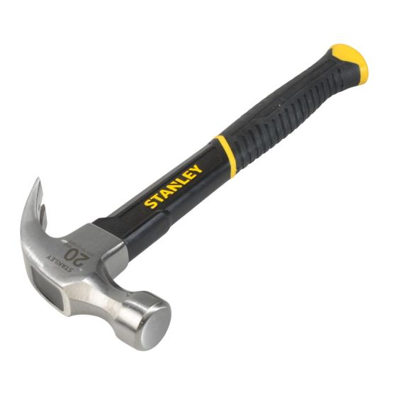 STANLEY Fibreglass Claw Hammer 20oz/576 grams - Tempered Rim & Smooth Face