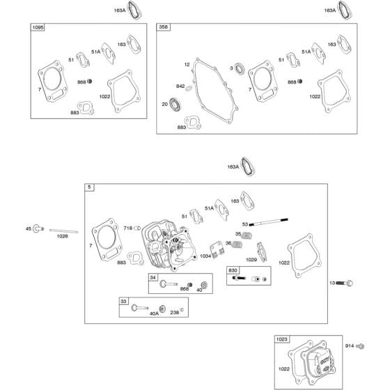 Cylinder Head Assembly for Briggs and Stratton Model No.83152-1049-F1 Horizontal Shaft Engine