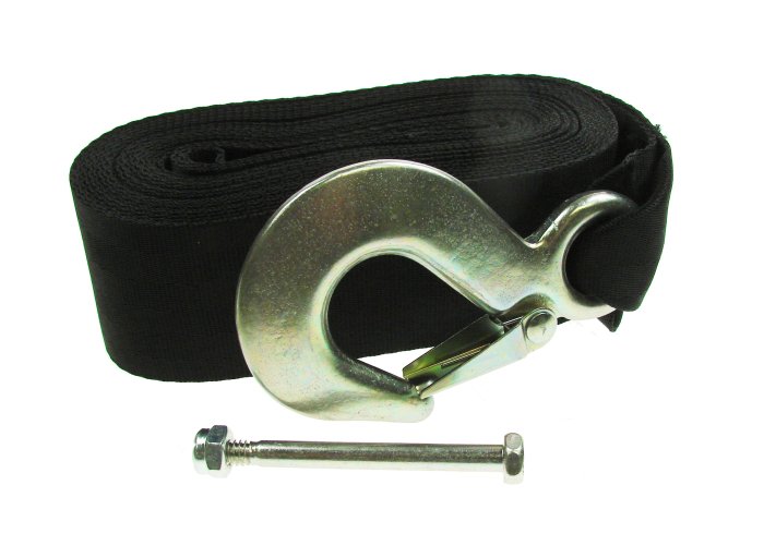 Winch Strap 6m x 50mm with Forged Hook, 1500kg Breaking Strain