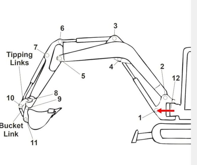 Pin (Position 2) for Kubota KX36-2, KX41-2 Mini Excavator - Replaces 69721 66540