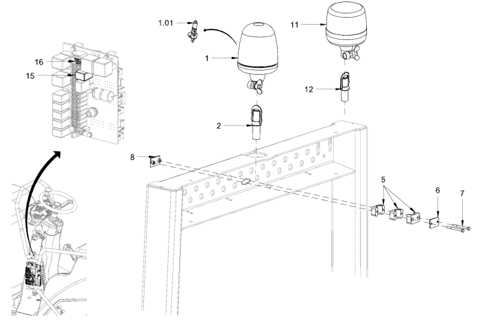 Rotary Beacon for Hamm Rollers