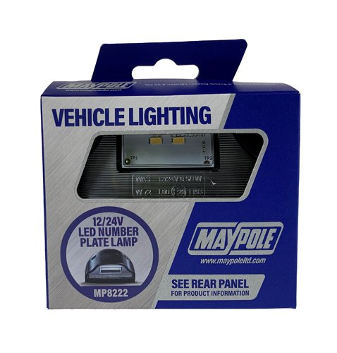 LED Number Plate Lamp 10-30V, IP66/68, Stud Mount, 17cm Cable (MP8222)