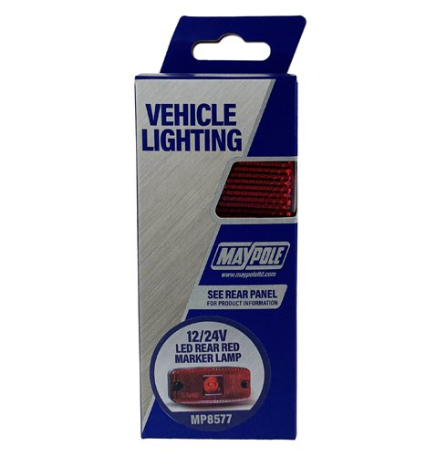 WAS Red LED Rear Marker Lamp, 10-30V, Horizontal Mount, IP66 (MP8577)