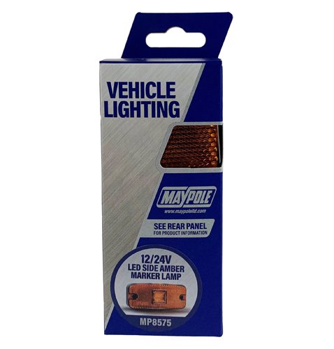 Amber LED Side Marker Lamp, 10-30V, IP66, Horizontal (MP8575)