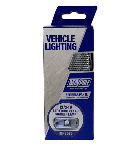 LED Front Marker Lamp, Clear, 10-30V, Horizontal Mount, WAS (MP8576)