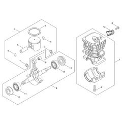 Cylinder, Piston, Crankshaft
