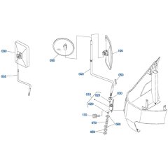 Mirror Assembly for Kubota KX080-4s Mini Excavator