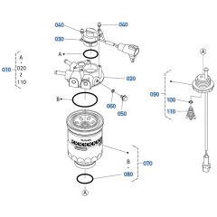 Fuel Filter Assembly for Kubota KX080-4s Mini Excavator