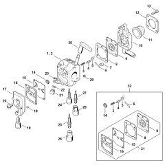 Carburettor Assembly -1 for Stihl HS86R Hedgetrimmer