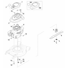Engine, Blade Assembly for Stihl RM 2.0 RT Mower