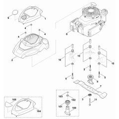 Engine Blade Assembly for Stihl RM 650 T Mower